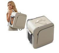 PETCUTE Rolling Dog Carrier with Wheels,3-in-1 Foldable Cat Backpack on Wheels for Large Cats and Small Dogs,Super Ventilation,Pet Travel Carrier with Removable Mat,Safety Belt,Airline Approved