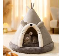 PETCUTE Semi-enclosed Cat Igloo Cave Bed for Indoor Cats and Small Dogs,Fluffy,Cute Kitten Tent Cave with Removable Washable Cushion,Pet Bed with Anti-Slip Bottom and Interactive Ball,XL