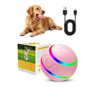 PETCUTE Smart Interactive Dog Toys, Activated Rolling Ball for Dogs with LED Flash Light,USB Rechargeable,2 Modes,Moving Bouncing Ball Toy for Small Medium Large Dogs,Pink