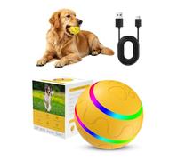 PETCUTE Smart Interactive Dog Toys, Activated Rolling Ball for Dogs with LED Flash Light,USB Rechargeable,2 Modes,Moving Bouncing Ball Toy for Small Medium Large Dogs,Yellow