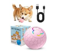 PETCUTE Smart Interactive Dog Toys Ball, Dog Toy Indestructible for Boredom,USB Rechargeable,Automatic Active Rolling Ball with LED light, Relieve Anxiety Puppy Toys,Pink