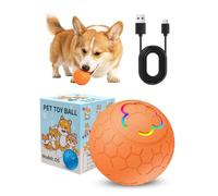 PETCUTE Smart Interactive Dog Toys Ball, Dog Toy Indestructible for Boredom,USB Rechargeable,Automatic Active Rolling Ball with LED light, Relieve Anxiety Puppy Toys,Orange