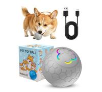 PETCUTE Smart Interactive Dog Toys Ball, Dog Toy Indestructible for Boredom,USB Rechargeable,Automatic Active Rolling Ball with LED light, Relieve Anxiety Puppy Toys,Gray