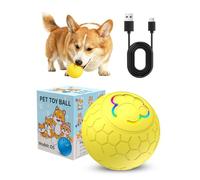 PETCUTE Smart Interactive Dog Toys Ball, Dog Toy Indestructible for Boredom,USB Rechargeable,Automatic Active Rolling Ball with LED light, Relieve Anxiety Puppy Toys,Yellow