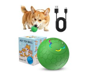 PETCUTE Smart Interactive Dog Toys Ball, Dog Toy Indestructible for Boredom,USB Rechargeable,Automatic Active Rolling Ball with LED light, Relieve Anxiety Puppy Toys,Green