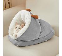 PETCUTE Soft Cat Caves Bed & Houses,Washable Cat Sleeping Bag with Non-slip Bottom,Slipper Shaped Pet Cave Nest,Super Warm and Cozy Pet Bed for Dogs, Cats and Rabbit,Gray,S