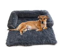 PETCUTE Soft Plush Dog Mat Sofa, Orthopedic Dog Beds Large with Anti-Slip Bottom, Detachable and Washable Pad Blanket Cushion, Anti-Anxiety Warm Calming Dog Bed Sofa, Dark Gray