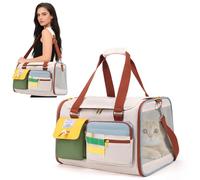 PETCUTE Soft-Sided Cat & Dog Carrier with Adjustable Shoulder Strap,Pet Carrier Bag with Mesh Ventilation & Removable Mat,Foldable and Portable Pet Travel Carriers Bag,Airline-Approved