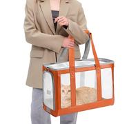 PETCUTE Soft Sided Pet Carriers Bag,Portable Pet Travel Handbag with Removable Mat,Internal Safety Strap,Cat Carrier,Ventilated Breathable Mesh Pet Carrying Bag,Airline Approved