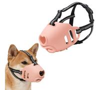 PETCUTE Soft Silicone Dog Muzzle for Large Dogs, Anti-Bite Mask with Adjustable Strap,Breathable Pet Muzzle for Prevent Barking, Biting, and Chewing,Suitable for Walking,Training,Pink,M