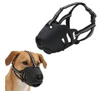 PETCUTE Soft Silicone Dog Muzzle for Large Dogs, Anti-Bite Mask with Adjustable Strap,Breathable Pet Muzzle for Prevent Barking, Biting, and Chewing,Suitable for Walking,Training,Black,L