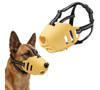 PETCUTE Soft Silicone Dog Muzzle for Large Dogs, Anti-Bite Mask with Adjustable Strap,Breathable Pet Muzzle for Prevent Barking, Biting, and Chewing,Suitable for Walking,Training,Yellow,L