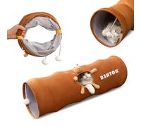 PETCUTE Suede Collapsible Cat Tunnel with Suspended Ball and Peek Hole,Pet Tunnel Toy,Durable Cat Tunnels for Indoor Cats,for Cats,Puppy, Kitten, Rabbits,Brown,S