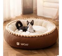 PETCUTE Ultra Soft Cat Bed, Dog Beds for Small Dogs,Non-slip,Calming Cat Dog Beds for Indoor Pets,Comfortable Donut Pet Bed with Removable and Washable Cushion, for Puppy and Kittens,Brown,S