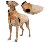 PETCUTE Waterproof Dog Coat,Windproof Pet Coats with D-ring,Warm Dog Jacket for Winter Cold Weather,Washable,Reflective Pet Apparel for Puppy Small Dogs,Wheat,L