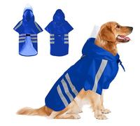 PETCUTE Waterproof Dog Raincoat,Clear Hooded Rain Jacket for Small Medium Large Dogs Puppies with Built-In Harness,Adjustable,Windproof Dog Poncho with Reflective Strip and Storage Pocket,S