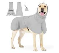 PETCUTE Waterproof Dog Raincoat with Hood, Lightweight Adjustable Pet Rain Jacket with Leash Hole,Windproof Dog Rain Poncho with Reflective Strip,Storage Pocket,for Outdoor Walking Hiking,Gray,2XL
