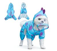 PETCUTE Waterproof Dog Raincoats with Clear Hood,Puppy Rain Coat with Harness Hole,Adjustable Dog Rain Jacket Poncho with Four-Legs,Lightweight Pet Jumpsuit for Small Medium Dogs,Blue,L