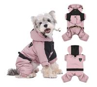 PETCUTE Winter Dog Coat with Adjustable Hood, Waterproof Dog Vest for Outdoor Indoor with Harness Hole, Warm Cozy Jacket Apparel for Small Medium Dogs,Pink,2XL