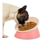 Petdoer Bulldog Bowl Slanted Tilted Elevated Raised Non Slip No Spill Food Water Pet Feeder Dish for Flat Faced Dogs, Frenchie, Pug, Cat, Puppy, Shih Tzu (Pink)