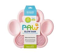 PetDreamHouse Paw 2-in-1 Dog Slow Feeder Bowl and Removable Lick Mats for Dogs, Puppies or Cats Plate Food Treats Controls Fast Eating Anti Bloating-Baby Pink