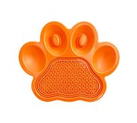 PetDreamHouse Paw 2-in-1 Dog Slow Feeder Bowl and Removable Lick Mats for Dogs, Puppies or Cats Plate Food Treats Controls Fast Eating Anti Bloating-Orange