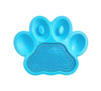 PetDreamHouse Paw 2-in-1 Dog Slow Feeder Bowl and Removable Lick Mats for Dogs, Puppies or Cats Plate Food Treats Controls Fast Eating Anti Bloating-Blue