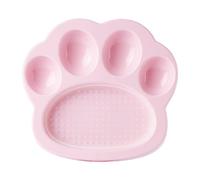 PetDreamHouse Paw 2-In-1 Mini Slow Feeder Dog Bowl & Lick Mat, Fun and Unique Paw-Shaped Slow Feeding Dish with an Interchangeable Paw Lick Pad-Baby Pink