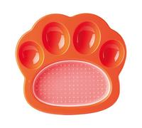 PetDreamHouse Paw 2-In-1 Mini Slow Feeder Dog Bowl & Lick Mat, Fun and Unique Paw-Shaped Slow Feeding Dish with an Interchangeable Paw Lick Pad-Orange