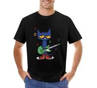 Pete The cat Rocking T-Shirt Blouse tees Blacks Men's t-Shirt Black XXL