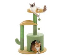 PETEPELA Cactus Cat Tree, [33''=84CM] Indoor Cat Tower with Sisal Covered Scratching Post, Cozy Condo, Plush Perches and Fluffy Balls for Small&Medium Cats