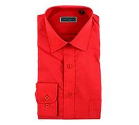 Peter England Mens Plain Shirt in Red Size 18