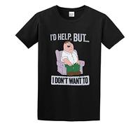 Peter Griffin Id Help But I Dont Want to Graphic Unisex 100% Cotton Short-Sleeve T-Shirts Black XXL