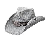 Peter Grimm Ltd Women's Gila Bling Oval Buckle Hat Band Straw Cowgirl Silver One Size