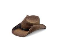Peter Grimm Straw Round Up Cowboy Hat w/Leather Strap (Tea Stained)