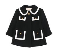 Peter-Pan Collar Button Coat - male - Elisabetta Franchi - Winter Jackets - Black - 2 Y - Kids 2 Y