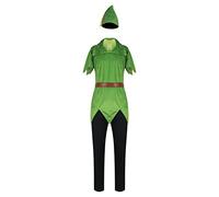 Peter Pan Costume Elf Outfit Halloween Cosplay Suit for Men Women S