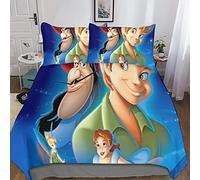 Peter Pan Duvet Set Bedding, 3 Piece Set Duvet Cover Easy Care, Quilt Cover Pillow Cases with Zipper Closure Soft Microfiber Double（200x200cm）