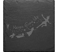 Peter Pan Hook Tinkerbell Wendy Slate Coasters Mat Engraved Set Of 4 Table Mats (Never Grow Up)