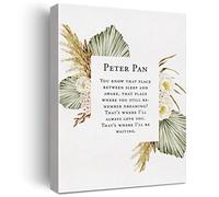 Peter Pan Quote Flowers Print Canvas Wall Art Home Decor You Know That Place Between Sleep and Awake Painting 12x15 Canvas Poster Framed Ready to Hang