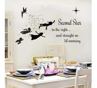 Peter Pan Wall Decal,Peter Pan Quotes Vinyl Sticker Neverland Stars Decal Child Kids Room Decoration71x42cm