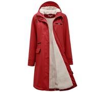 Peter Patter Women's Raincoat Lined with Teddy Fleece Rain Jacket Women's Waterproof with Faux Fur Warm Friesennerz Long PU Windbreaker Rain Parka for Winter, red, 14
