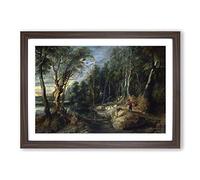 Peter Paul Rubens A Shepherd with his Flock Framed Print | A2 Walnut Framed Wall Art | Ready to Hang | Modern Nature Picture | Living Room Bedroom Lounge Office