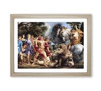 Peter Paul Rubens Attack Classic Painting Framed Wall Art Print, Ready to Hang Picture for Living Room Bedroom Home Office Décor, Oak A4 (34 x 25 cm)