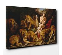 Peter Paul Rubens Daniel in The Lions Den Canvas Print | Gallery Wrapped 30mm Frame Wall Art | 30x20 inches | Ready to Hang | Modern Animal Picture | Living Room Bedroom Lounge Office