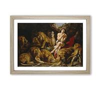 Peter Paul Rubens Daniel in The Lions Den Framed Print | A2 Oak Framed Wall Art | Ready to Hang | Modern Animal Picture | Living Room Bedroom Lounge Office