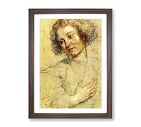 Peter Paul Rubens Head Of A Woman Classic Painting Framed Print | A3 Walnut Framed Wall Art | Ready to Hang | Classic Historical Picture | Living Room Bedroom Lounge Office