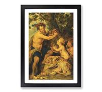 Peter Paul Rubens Man with a Tiger Framed Print | A2 Black Framed Wall Art | Ready to Hang | Modern Animal Picture | Living Room Bedroom Lounge Office