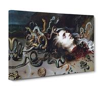 Peter Paul Rubens Medusa Head Classic Painting Canvas Wall Art Print Ready to Hang, Framed Picture for Living Room Bedroom Home Office Décor, 20x14 Inch (50x35 cm)