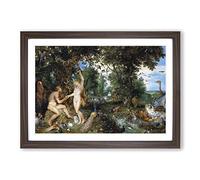 Peter Paul Rubens The Garden of Eden with The Fall of Man Framed Print | A2 Walnut Framed Wall Art | Ready to Hang | Modern Floral Picture | Living Room Bedroom Lounge Office
